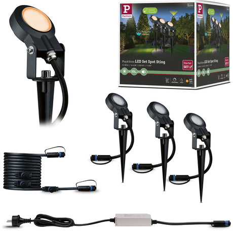 Paulmann plug shine LED havespots Sting basissæt insektvenlig IP67 2200K 3x6,3W 75VA antracit