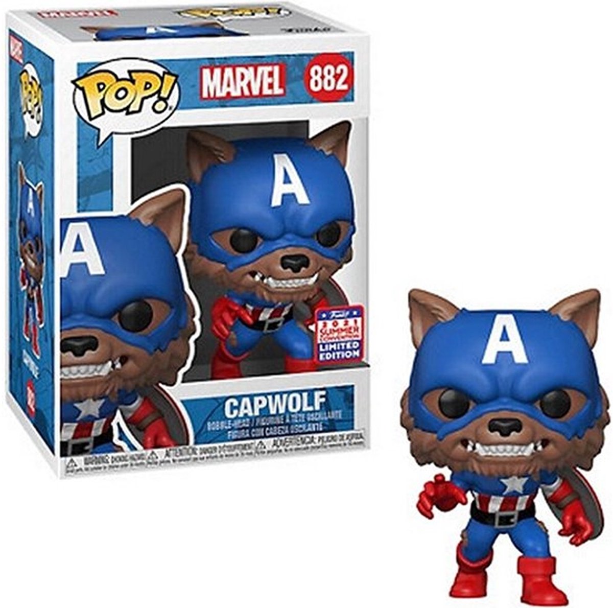 Funko marvel - pop nr. 882 - capwolf - sdcc 2021 n sommerkonvent eksklusiv le