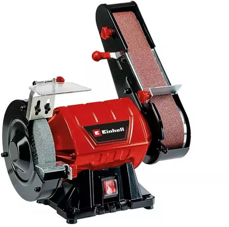 Einhell elektrisk arbejdsbordslibe- og båndsliber tc-us 350 - 350 w - bånd- og skiveslibefunktion - gnistbeskyttelse - inkl. grov slibeskive + slibebånd
