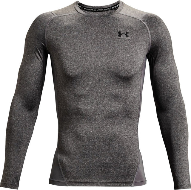 Under Armour UA HG Armour Comp LS-Gry Sportstrøje til mænd - Carbon Heather - Sort