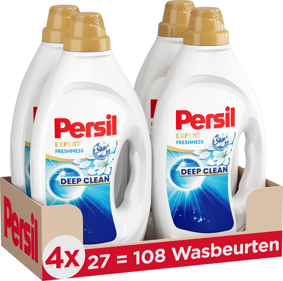 Persil gel ekspert farvefriskhed fra silan - flydende vaskemiddel - farvet vasketøj - hygiejnisk friskhed - 4 x 27 vaske