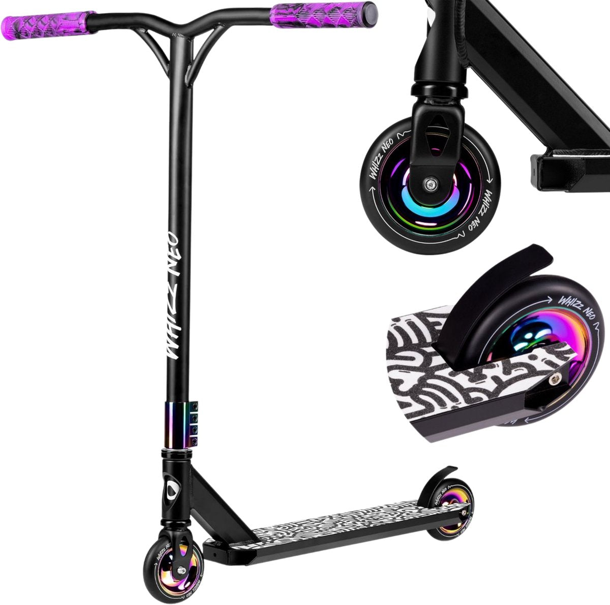 Lionelo whiz scooter - 110 mm pu hjul - t-stang styr - 100 kg bæreevne - abec-9 kuglelejer - til drenge og piger