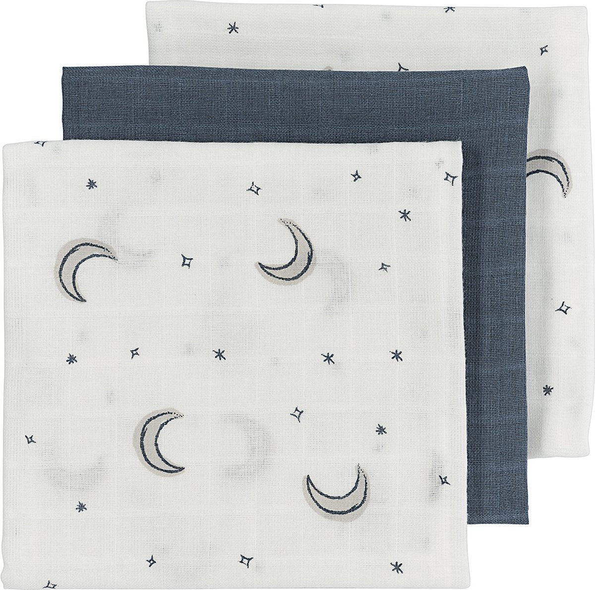 Meyco baby moon hydrofile klude - 3-pak - indigo - 70x70cm