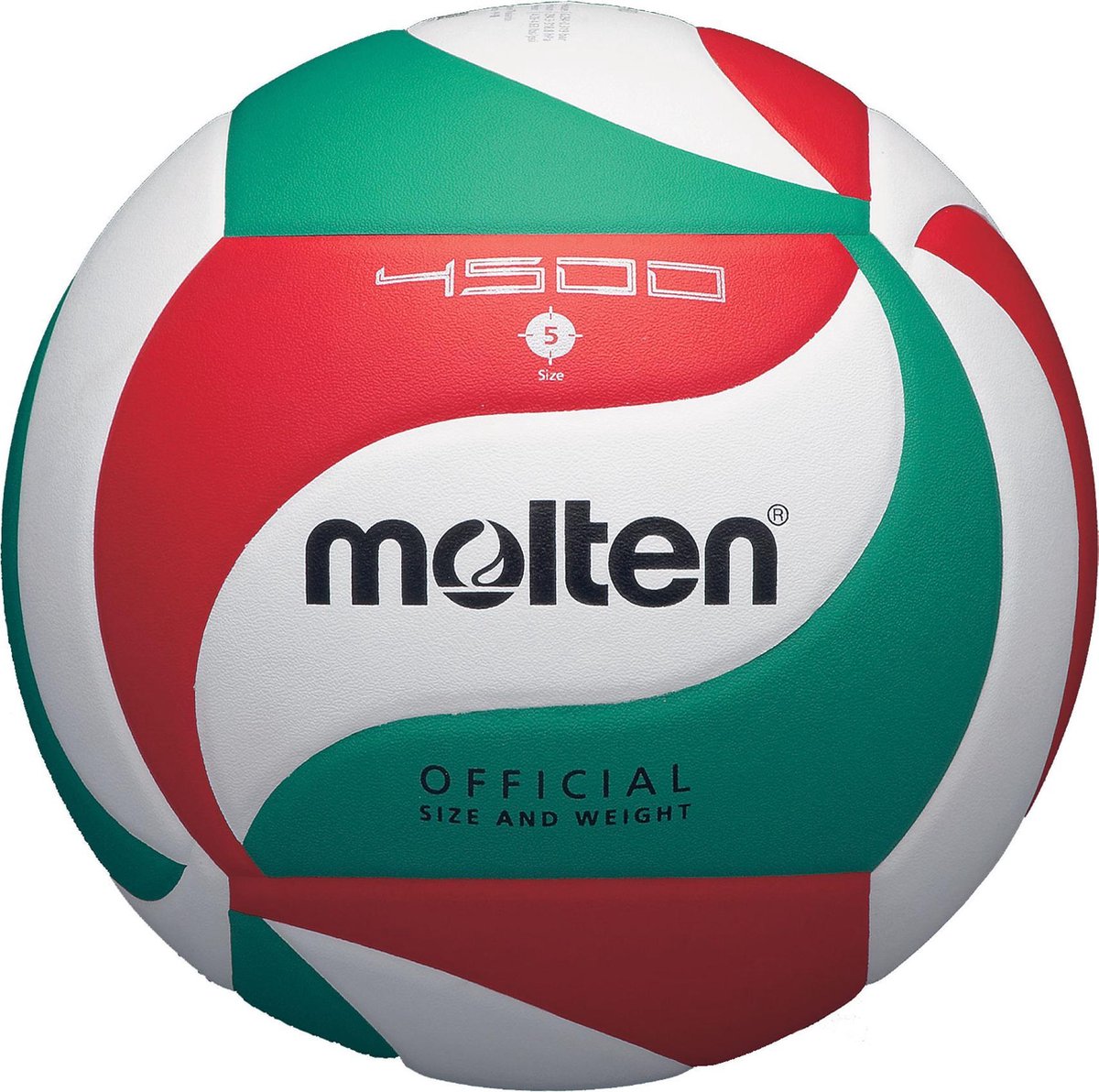 Molten v5m4500 volleyball - rød grøn | størrelse: 5