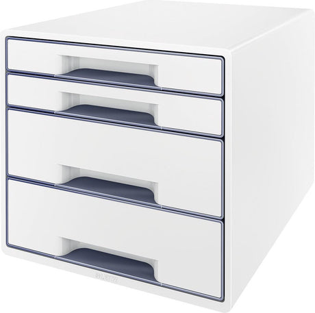 Leitz wow skrivebord cube 4 skuffer hvid grå