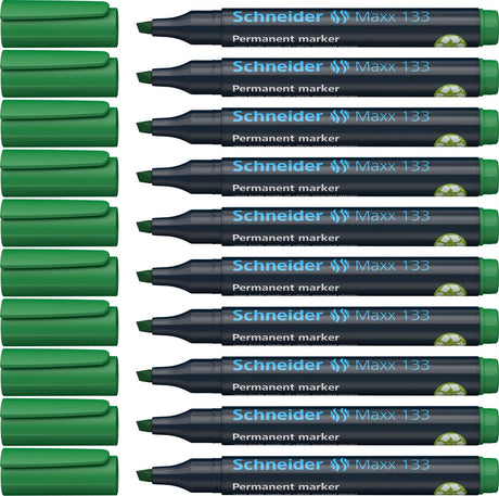 Schneider skriveredskaber schneider permanent markør - maxx 133 - mejselspids - grøn - 10 stk - s-113304-10
