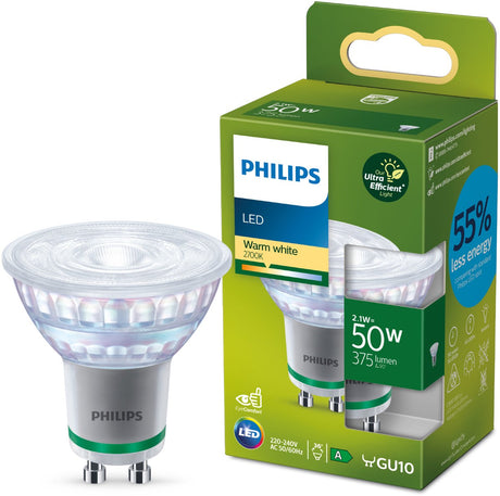 Philips led philips ultra efficient led spot - 50w - gu10 - warmwit licht
