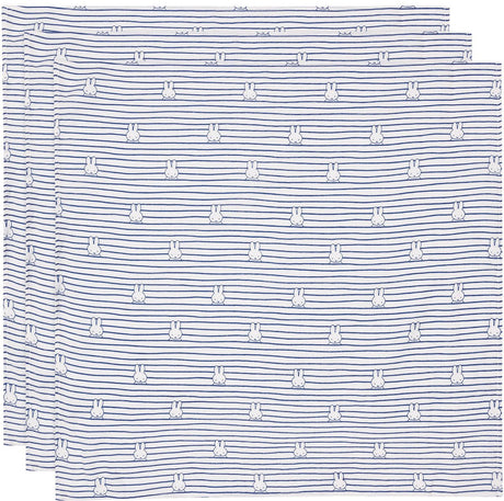 Jollein x nijntje hydrofiele doek small - 70x70cm - miffy stripe - navy - 3 stuks