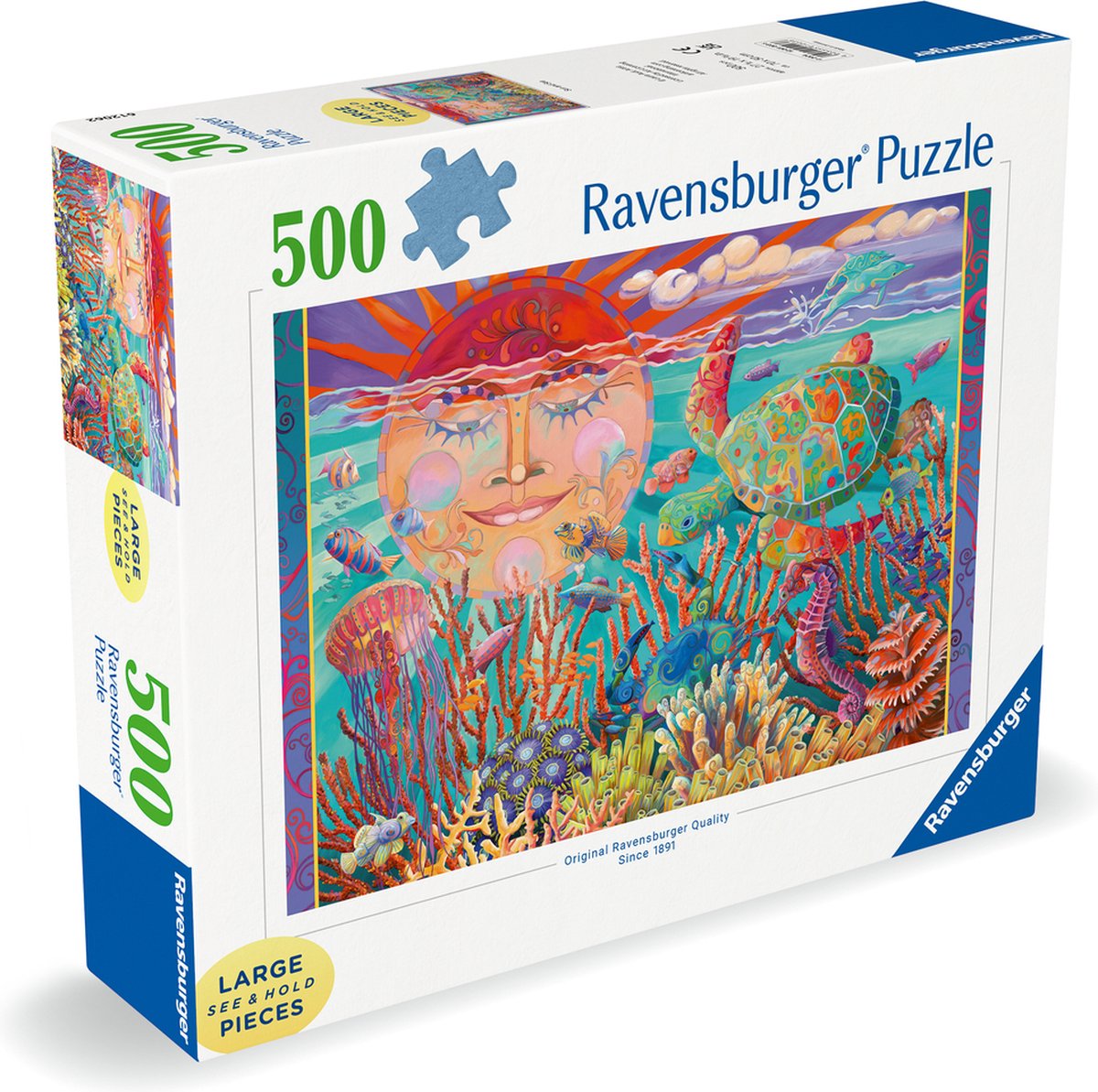 Ravensburger puslespil sol og hav - puslespil - 500 storformatbrikker