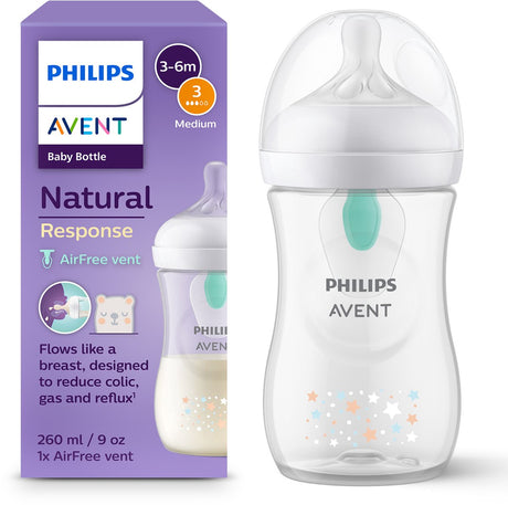 Philips avent natural response sutteflaske 260 ml – flow 3 - stjerner - 1 flaske - scy673 82