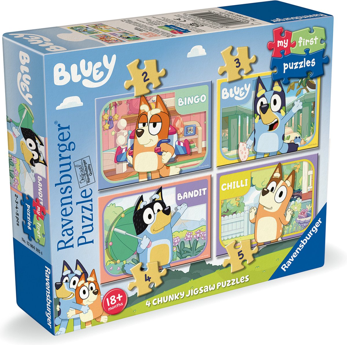 Ravensburger børnepuslespil - blå 4 i æske - fra 18 måneder