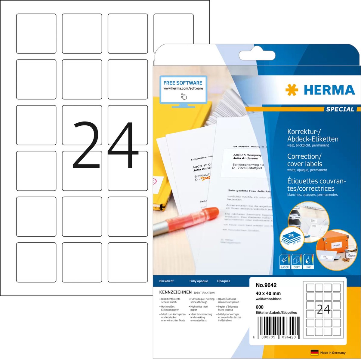 Umærket sans marque herma 9642 hvid selvklæbende printer label printer label