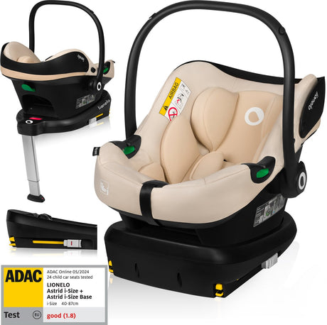 Lionelo astrid i-size sæt – autostol 40–87 cm + isofix base – adac testet – r129 i-size – memory foam – justerbar nakkestøtte – sidebeskyttelse – dri-sæde – letvægts – universelt kompatibel