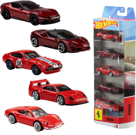 Hot wheels ferrari - sæt med 5 metal ferrari legetøjsbiler