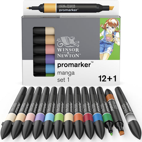 Winsor newton 0290139 promarker™ 12+1 manga ekspansion 1 | professionelle layout markører alkohol markører