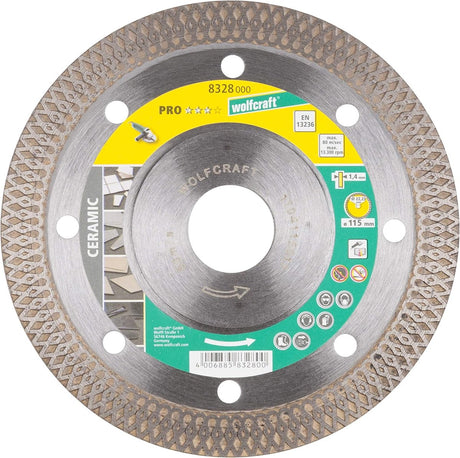 Wolfcraft - diamantskæreskive 115mm - pro keramisk turbo til vinkelslibere - 8328000