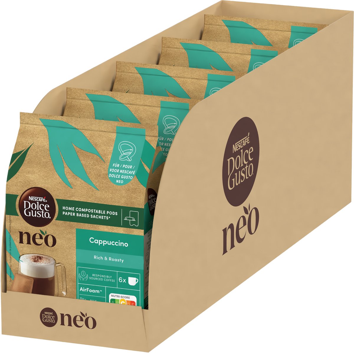 Nescafé dolce gusto neo kaffepuder og cappuccino-poser - 5x 6 bælg + 6 poser til 6 kopper kaffe