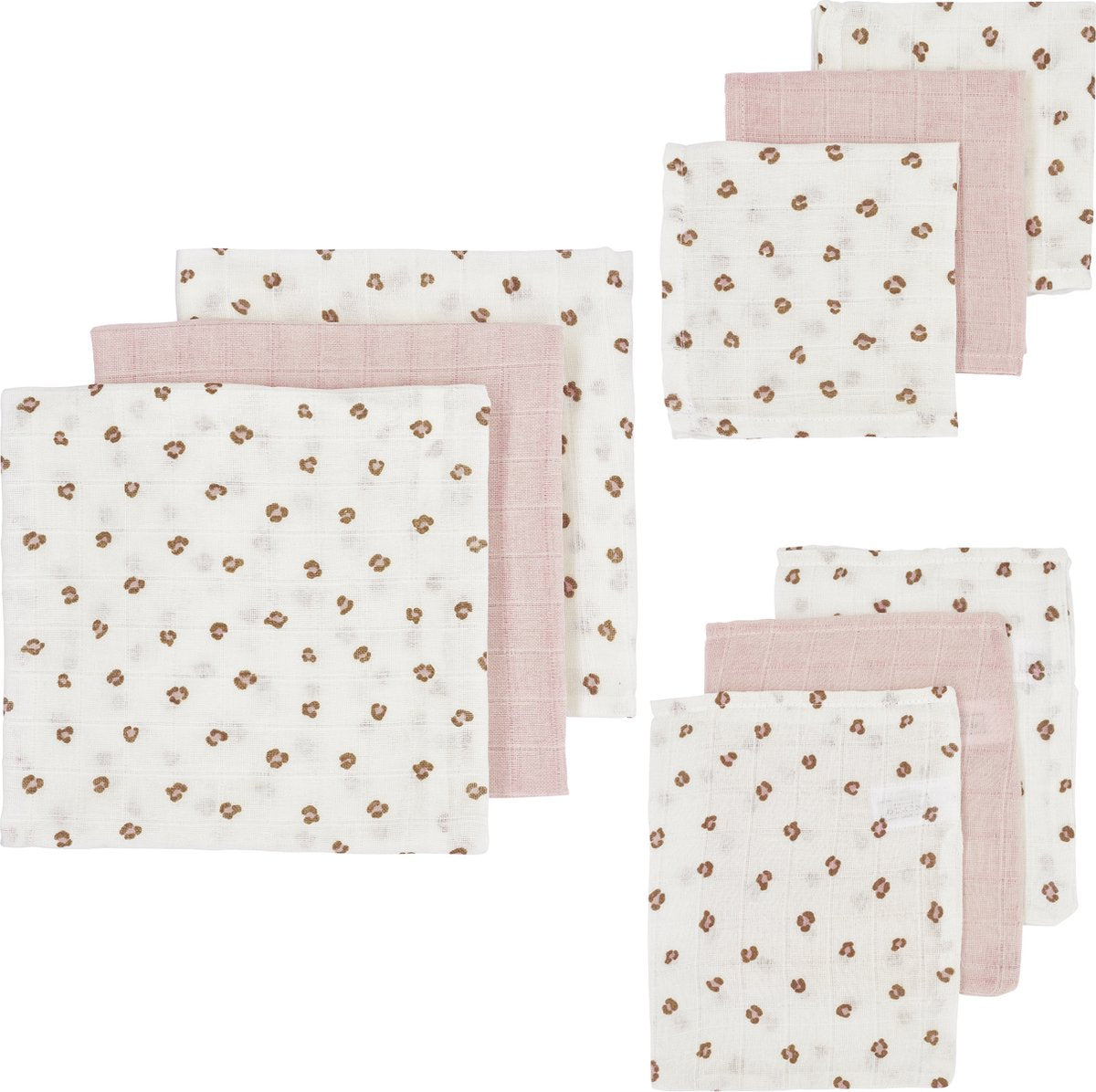 Meyco baby mini panter startsæt - 9-pak - hydrofil - blød pink
