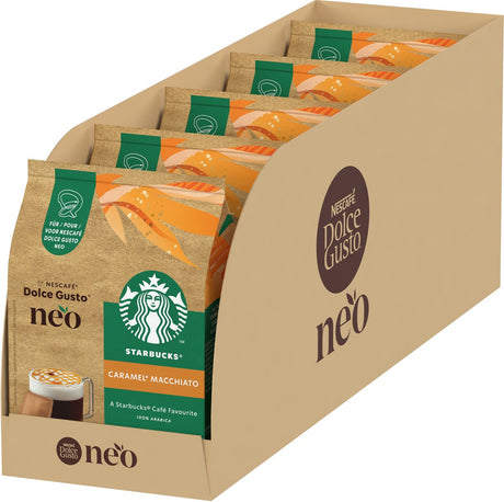 Starbucks fra Nescafé Dolce Gusto Neo kaffepuder og poser karamel macchiato - 5x 6 bælg + 6 poser til 6 kopper kaffe