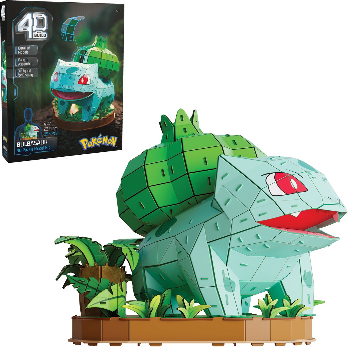 4d build - pokémon bulbasaur - 3d model kit - pokémon samleobjekter, kontorstarter samling, skrivebordsdekoration, byggelegetøj, 3d puslespil, 195 brikker