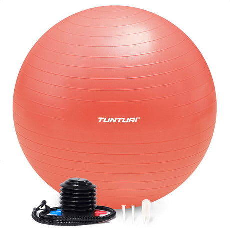 Tunturi anti burst fitness bal met pomp - yoga bal 90 cm - pilates bal - zwangerschapsbal – 220 kg gebruikersgewicht - incl trainingsapp – rose goud