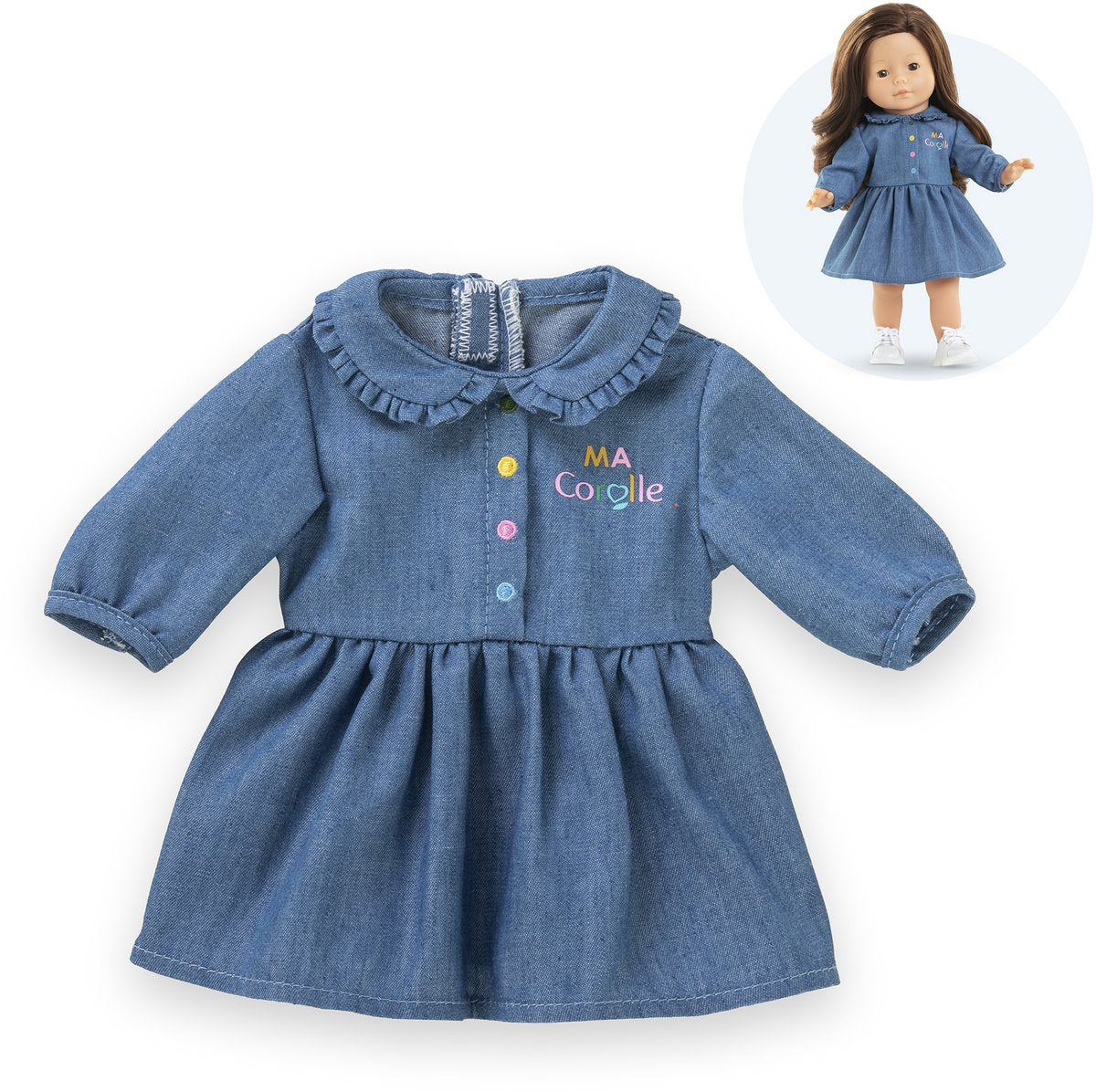 Corolle denimkjole til babydukke, 36 cm