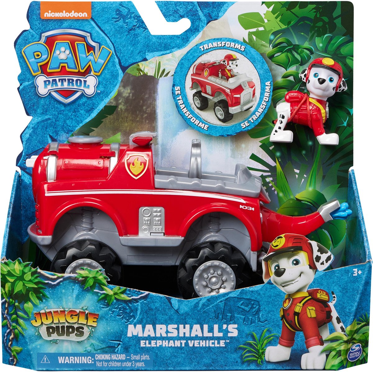 Paw patrulje junglehvalpe - marshalls elefantkøretøj - legetøjsbil med legefigur