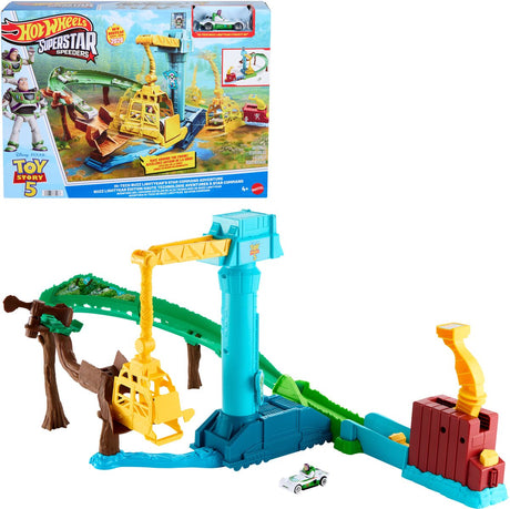 Hot Wheels Toy Car Track Sæt - Disney og Pixar Toy Story 5 Superstar Speeders Hi-Tech Buzz Lightyear's Star Command Adventure Track Sæt