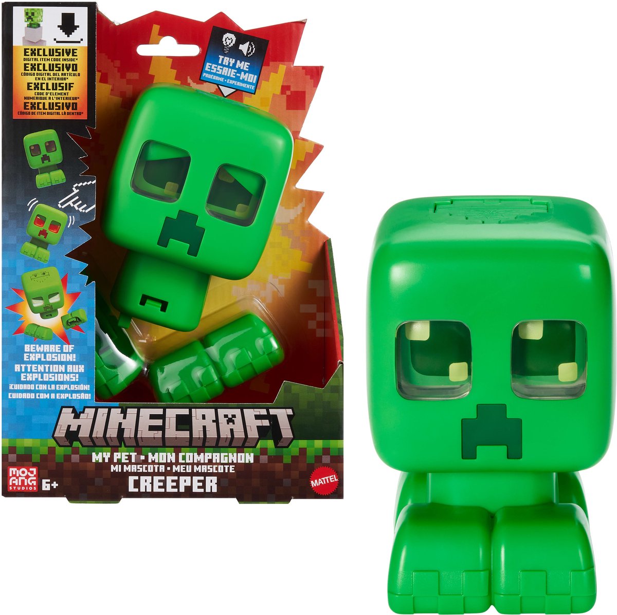Mattel Minecraft My Pet Creeper actionfigur med lys, lyd og eksplosiv handling