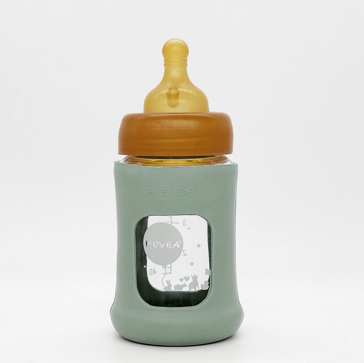 Hevea glasflaske med bred hals og ærme 150ml 5 oz enkeltpakning (søskum blå)