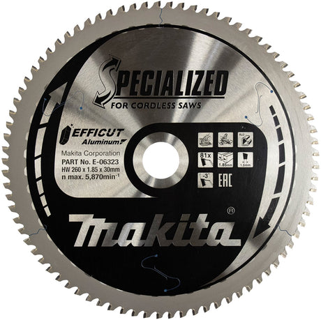Makita tilbehør krydssavklinge aluminium 260x30x1,85 81t -3g - e-06323
