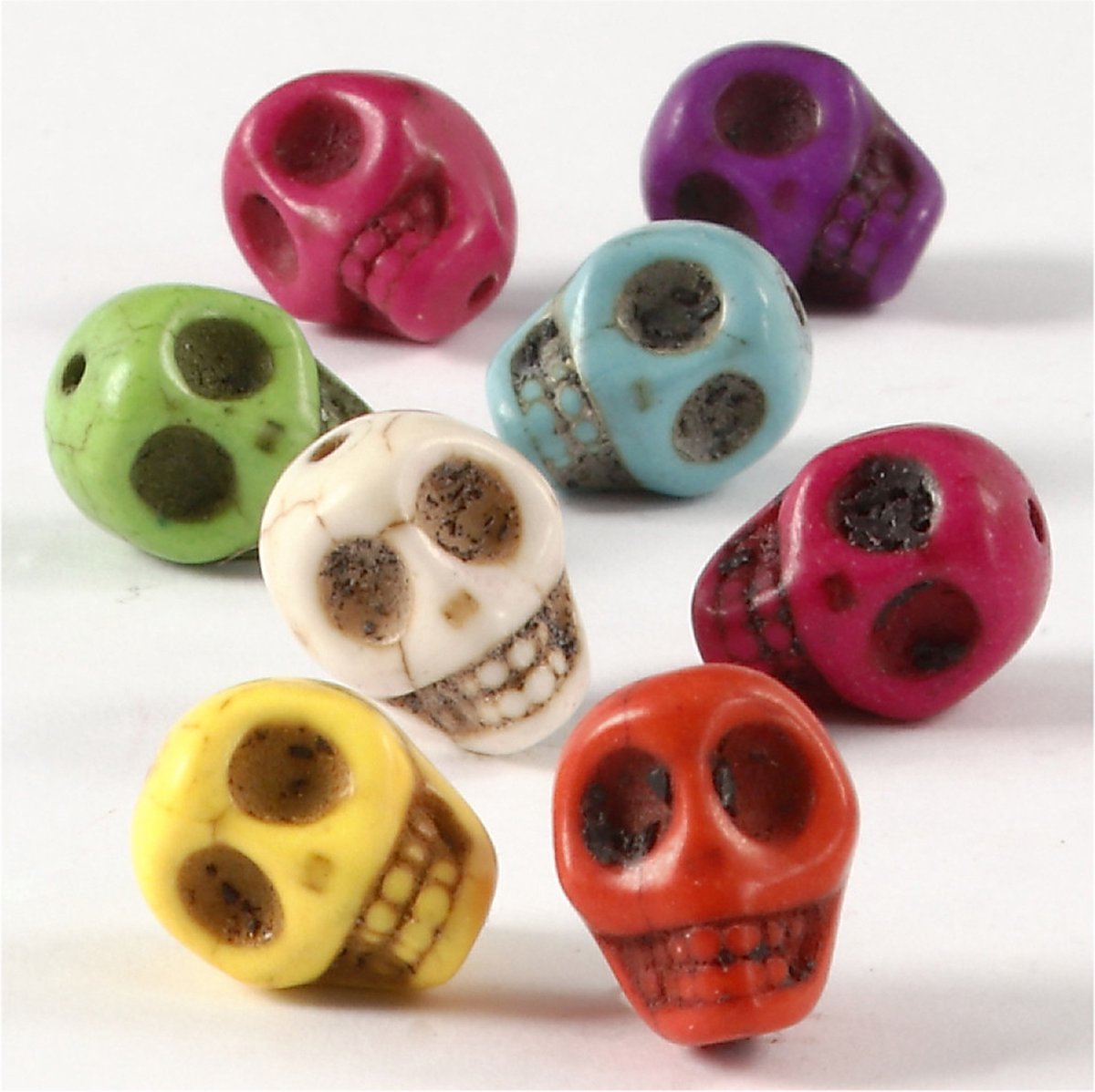 Creativ firma howlite perler kranier 12 mm multi 32 stk