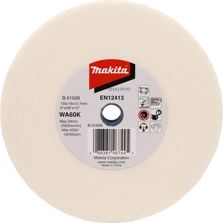 Makita slibesten 150x16x12,7 mm wa60k - b-51926