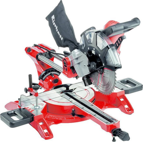 Einhell elektrisk radial krydskapsav tc-sm 2534 1 dobbelt - 2350 b - ø250 mm - integreret glidesystem - savhoved kan vippes til venstre og højre - inkl. 48 tands savklinge