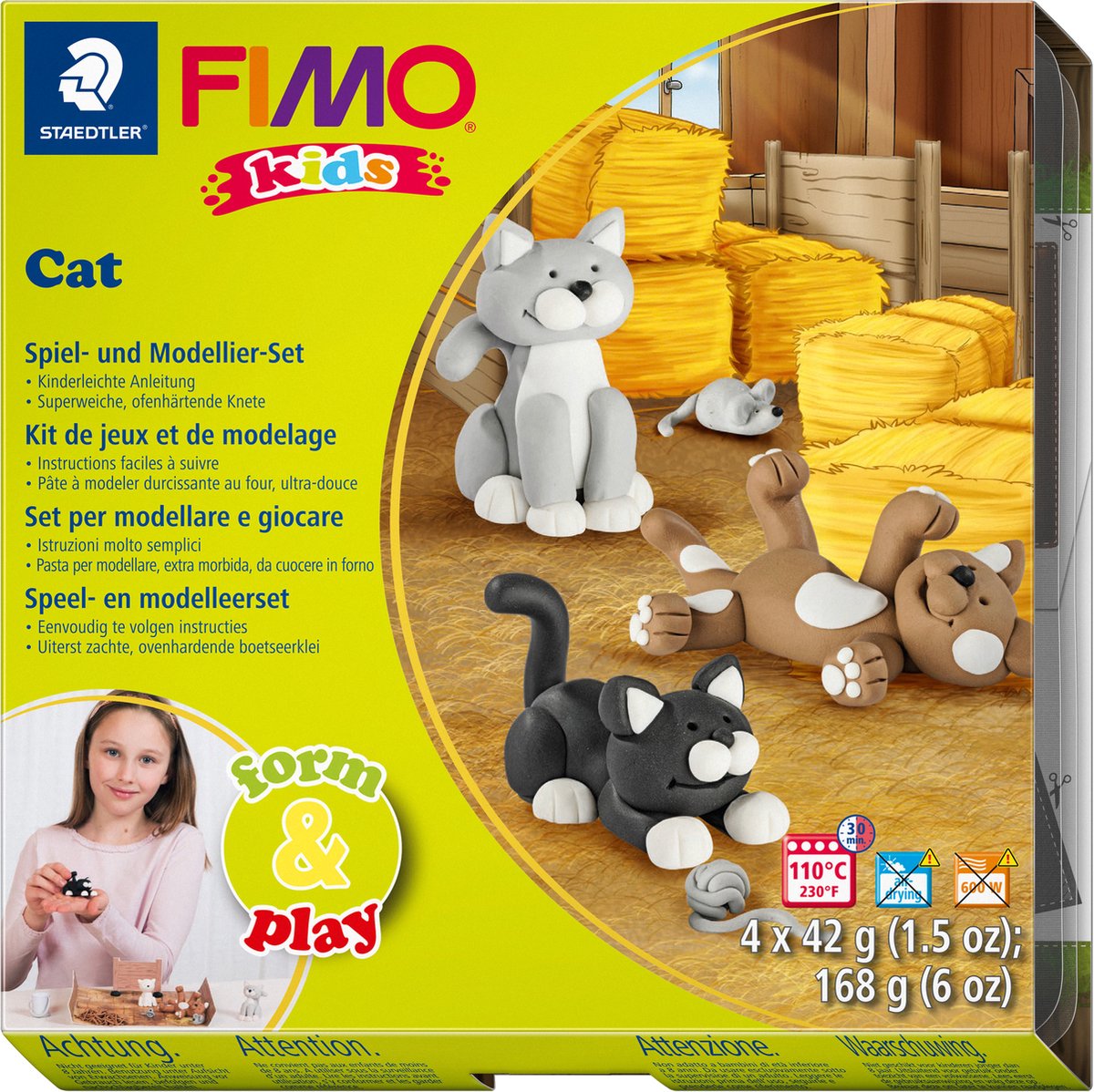 Fimo kids 8034 - ovnhærdende modeller - formleg - sæt katte
