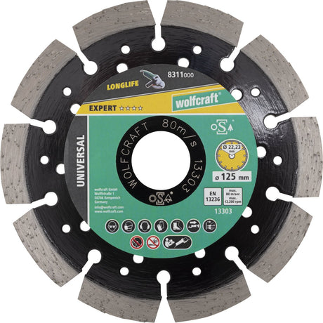 Wolfcraft - diamantskæreskive ø 125 mm - diamantskæreskive - vinkelsliber slibeskive - 8311000