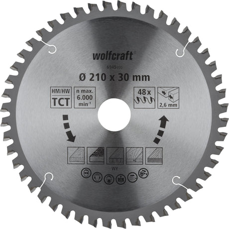 Wolfcraft - savklinge 210x30 mm til skæresav - 48 tænder - geringssav - orange serie - 6545000