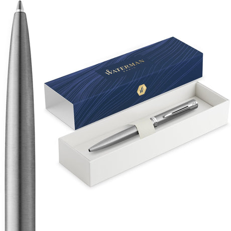 Waterman impression kuglepen | medium punkt med blå blæk refill | rustfrit stål med palladiumbelagt finish | gaveæske