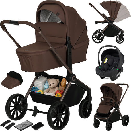 Lionelo mika plus - klapvogn 3i1 - xxl sæt - inkl. i-size autostol - alsidig og hele året rundt - store hjul - op til 22 kg - enhåndsbetjening - til alle typer terræn - tilbehørssæt