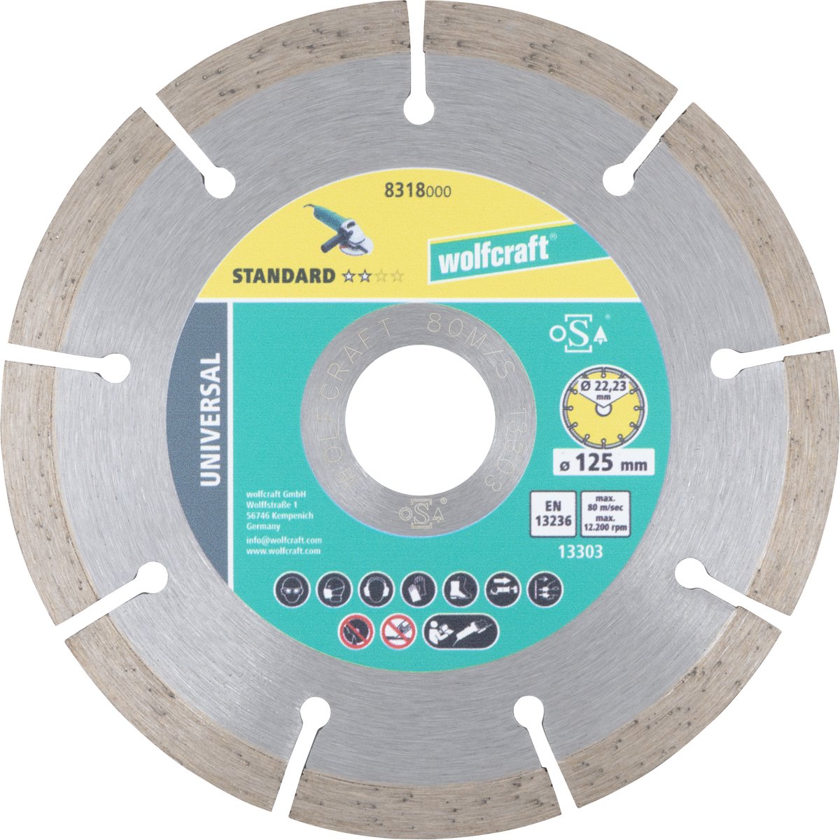 Wolfcraft - diamantskæreskive 125mm - solid universal - diamantskæreskive - 8318000