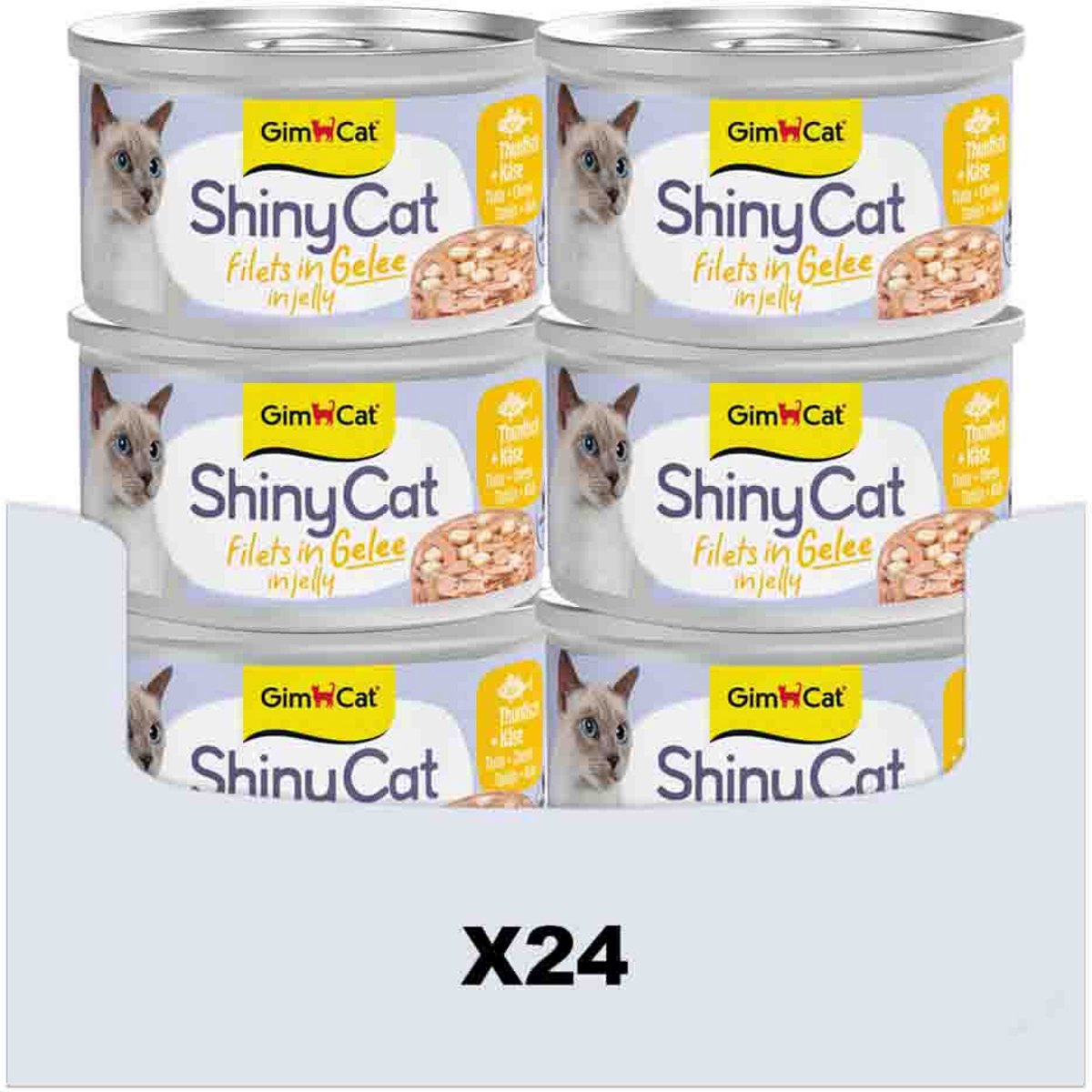 Gimcat 24 x 70 g - shinycat fileter i gelé tun + ost