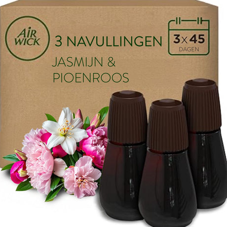 Air wick essential mist 3 genopfylder forfriskende pæon og jasmin
