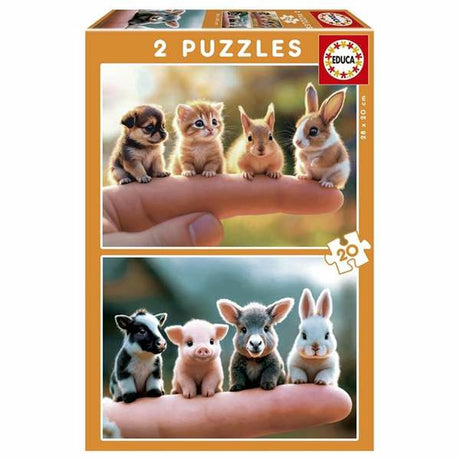 Educa - puslespil - babydyr - 2 x 20 brikker - børnepuslespil