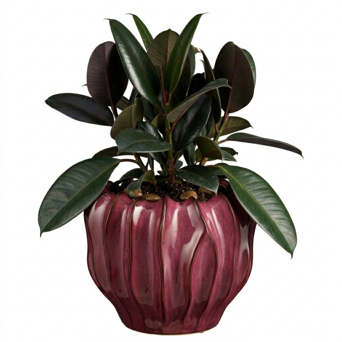 Mica decorations planten bloempot thom - bordeaux rood - keramiek - 22 x 28 cm