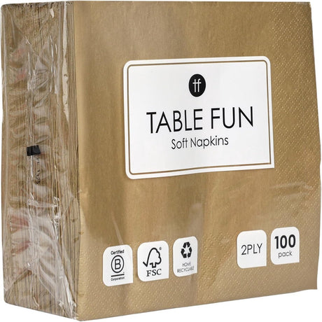 Talking tables table fun papieren servetten 100 stuks – goud – 2-laags 33 cm – wegwerp servetten voor kerst, oud nieuw, bruiloft, verjaardag catering – recyclebaar – gemaakt in eu