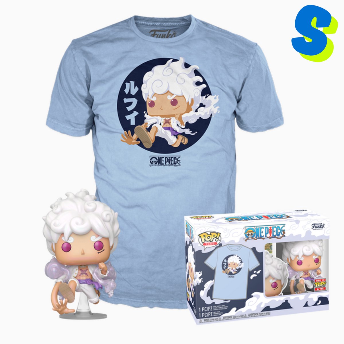Funko pop! t-shirt - Luffy gear five + skjorte - str. s