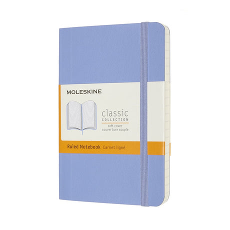 Moleskine klassisk notesbog - lomme - blødt omslag - foret - hortensiablå