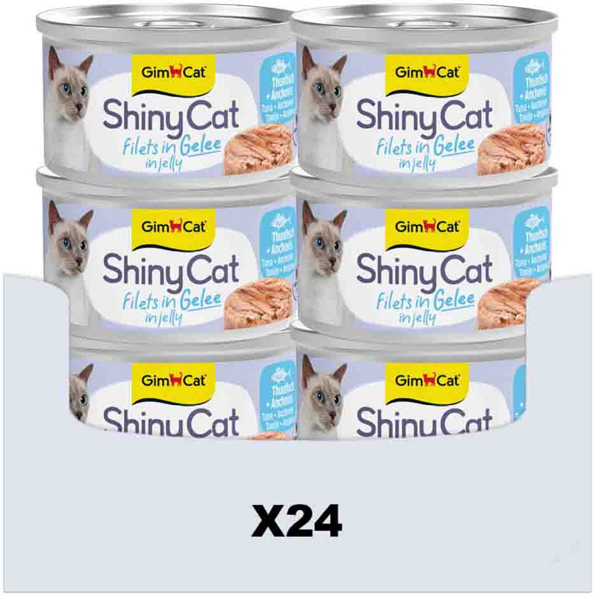 Gimcat 24 x 70 g - shinycat fileter i gelé tun + ansjos