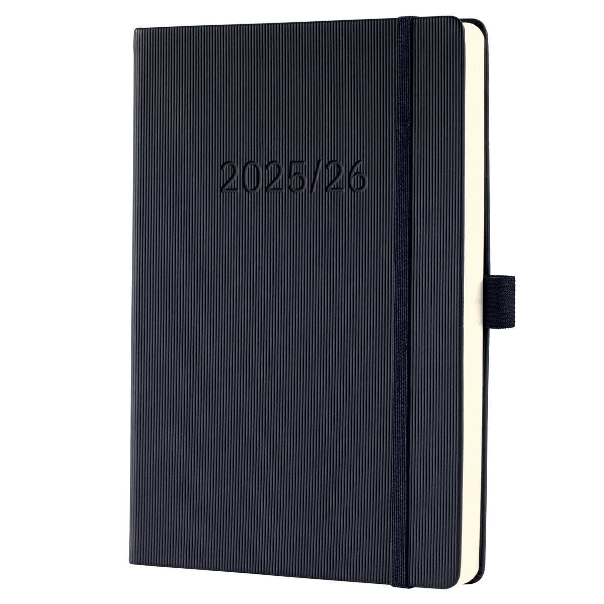 Sigel ugentlig dagsorden med noteside konceptum - format A5 - år 2025 2026 - 18 måneder - sort - hardcover - si-c2603