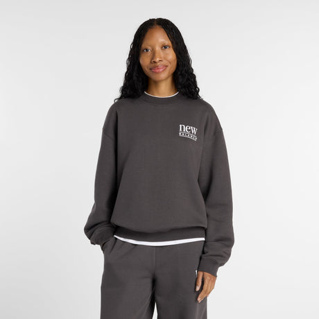 New balance reimagined fleece crew damesweater - falmet sort
